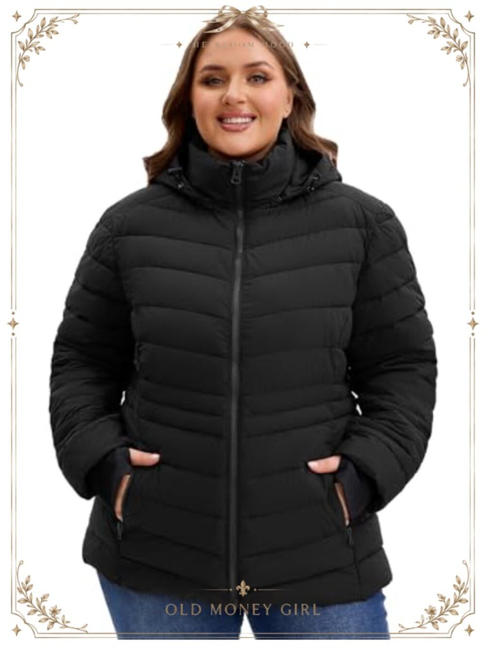 Plus Size Lightweight Puffer Jacket Down Alternative Hooded
